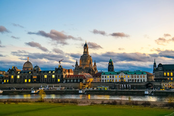 Obraz premium Evening view to cityscape of Dresden, Saxony, Germany. November 2019