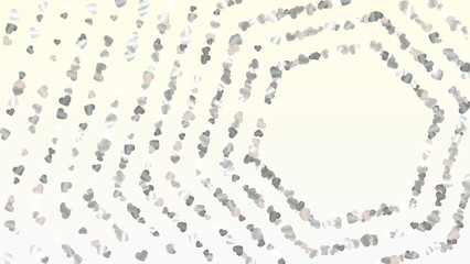 Realistic Background with Confetti of Hearts Glitter Particles. Sparkle Lights Texture. Celebration pattern. Light Spots. Explosion of Confetti. Glitter Vector Illustration. Design for Banner.