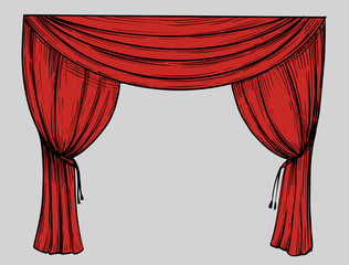 Сurtain illustration. Hand drawn sketch converted to vector. Isolated