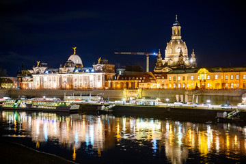 Fototapeta premium Evening view to cityscape of Dresden, Saxony, Germany. November 2019