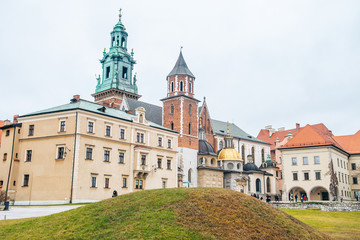 Fototapeta na wymiar outside view of wawel castle in krakow, poland