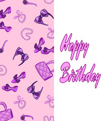 greeting card fashion pink birthday holiday decoration girlish cute illustration cover picture