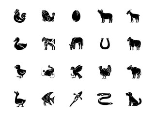 the icon set of farm animals.