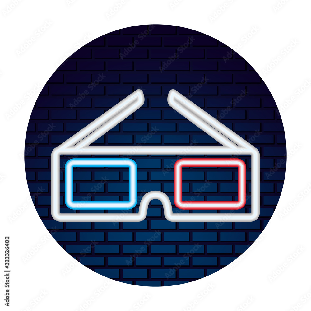 Poster cinema glasses with neon lights