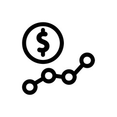 dollar chart icon vector. Thin line sign. Isolated contour symbol illustration