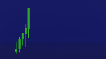 3D green forex pips showing success on a blue seamless backdrop