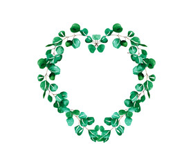 Hand-painted watercolor set.  Poster with green  leaves. leaf frame for invitation cards