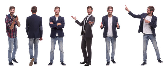 Fototapeta na wymiar photo collage successful modern young man..isolated on white