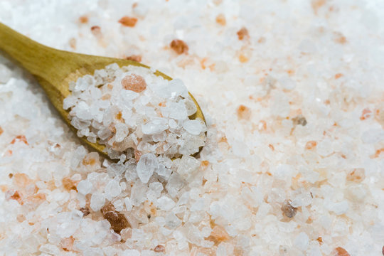 Wooden spoon with salt