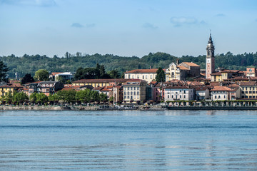 Fototapeta na wymiar Landscape of Arona from Lago Maggiore