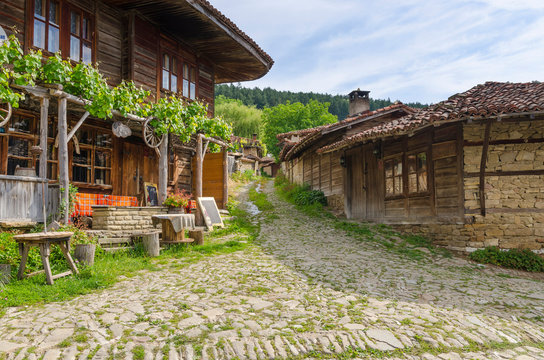 Historic wooden houses from the 19th century in village of Zheravna, Bulgaria