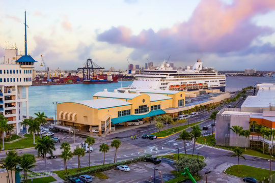 The view from a cruise ship of Port Everglades