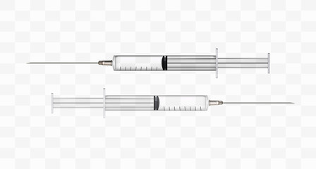 Syringe. Realistic. 3d. Vector stock illustration. Medical syringe on white background. Isolated.