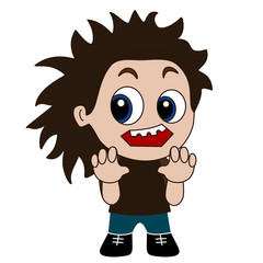 emoji with un dead ghoul boy from zombie horror movie with rotten teeth seeking for your brains, simple hand drawn emoticon, colorful picture, vector clip art with characters