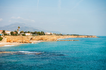 The coast in Vinaroz on a clear day, Costa Azahar