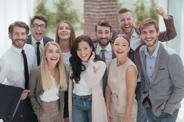 close up. a group of professional corporate employees.