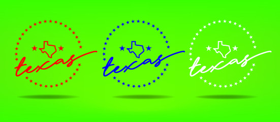 Texas logo design concept with small map, and stars