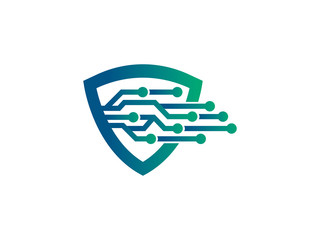 Shield tech logo template design, icon, symbol