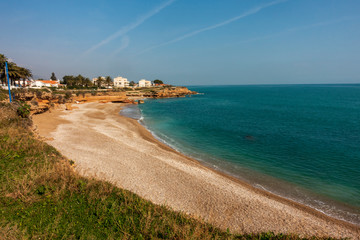 Fototapeta premium The coast in Vinaroz on a clear day, Costa Azahar