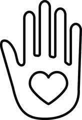 Hand with heart line icon, vector