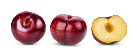 red cherry plum isolated on white background