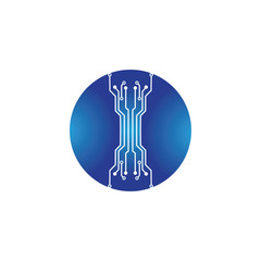circuit in the circle icon.technology logo design template symbol icon vector-vector
