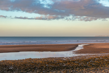 Villers-sur-mer waterfront at low tide - Normandy, France