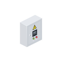 Electrical panel cabinet appliance. Vector 3d isometric, color web icon, new flat style. Creative illustration design, idea for infographics.