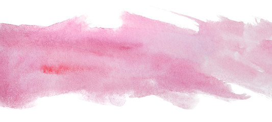 soft pink watercolor stripe texture for design on a white background isolated. layout for text and postcards.
