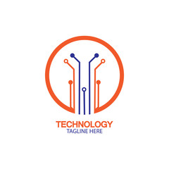 circuit technology logo vector template-vector