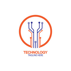 circuit technology logo vector template-vector