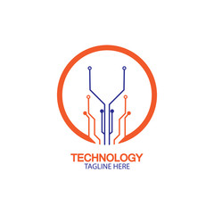 circuit technology logo vector template-vector