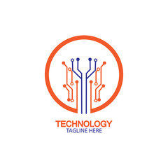 circuit technology logo vector template-vector