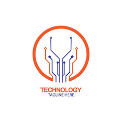 circuit technology logo vector template-vector