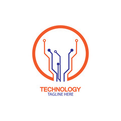 circuit technology logo vector template-vector