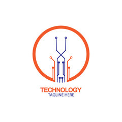 circuit technology logo vector template-vector