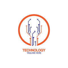 circuit technology logo vector template-vector