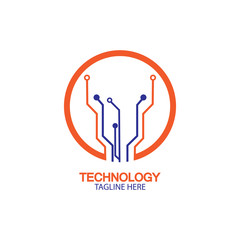 circuit technology logo vector template-vector