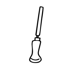 Obraz premium File tool in doodle style. Isolated outline. Hand drawn vector illustration in black ink on white background.