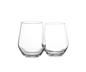 New clean empty glasses isolated on white