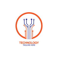 circuit technology logo vector template-vector