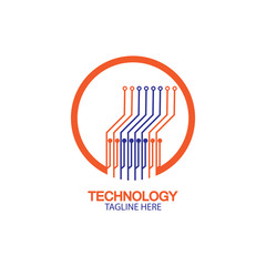 circuit technology logo vector template-vector
