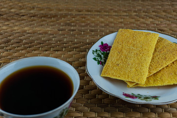 The tebaloi or sago biscuit is one of Sarawak's traditional past time snacks in Malaysia.