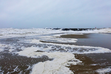 Netherlands. Storm along the coast of Scheveningen.