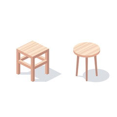 Wooden kitchen stools. Vector 3d isometric, color web icon, new flat style. Creative illustration design, idea for infographics.