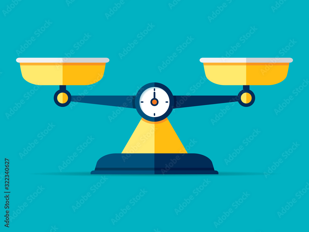 Poster scales icon in flat style. libra symbol, balance sign. vector design element for you project on colo