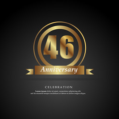 46th anniversary golden logo text decorative. With dark background. Ready to use. Vector Illustration EPS 10