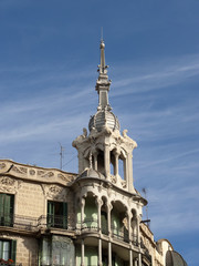 Fototapeta na wymiar architecture detail in Paseo de Gracia avenue, Barcelona, Catalonia, Spain
