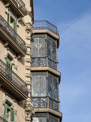Fototapeta na wymiar architecture detail in Paseo de Gracia avenue, Barcelona, Catalonia, Spain