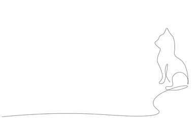 Cat sitting one line drawing. Vector illustration